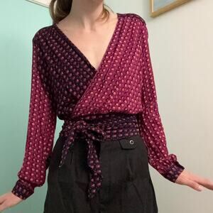 Anthropologie Pink and Purple Wrap Blouse